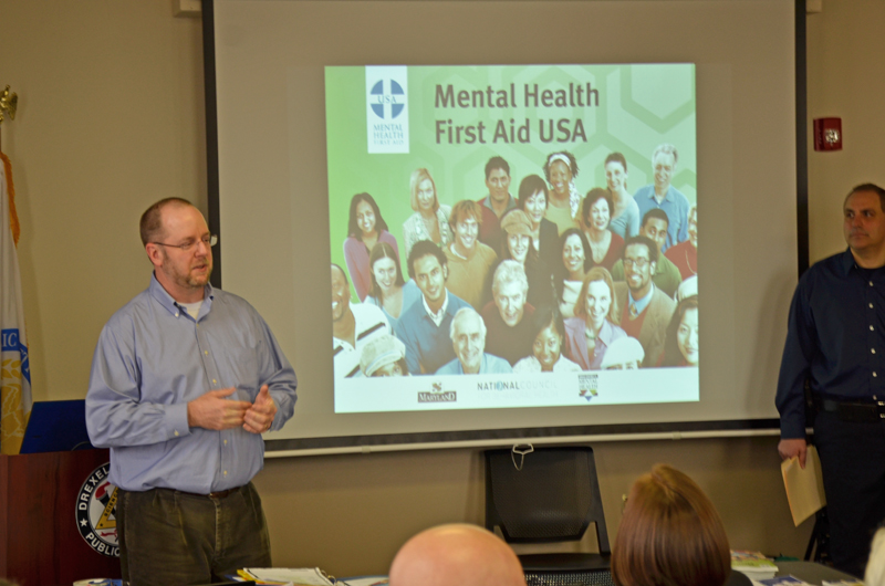 Paul Furtaw leads Mental Health First Aid training for the Drexel University Police Department.